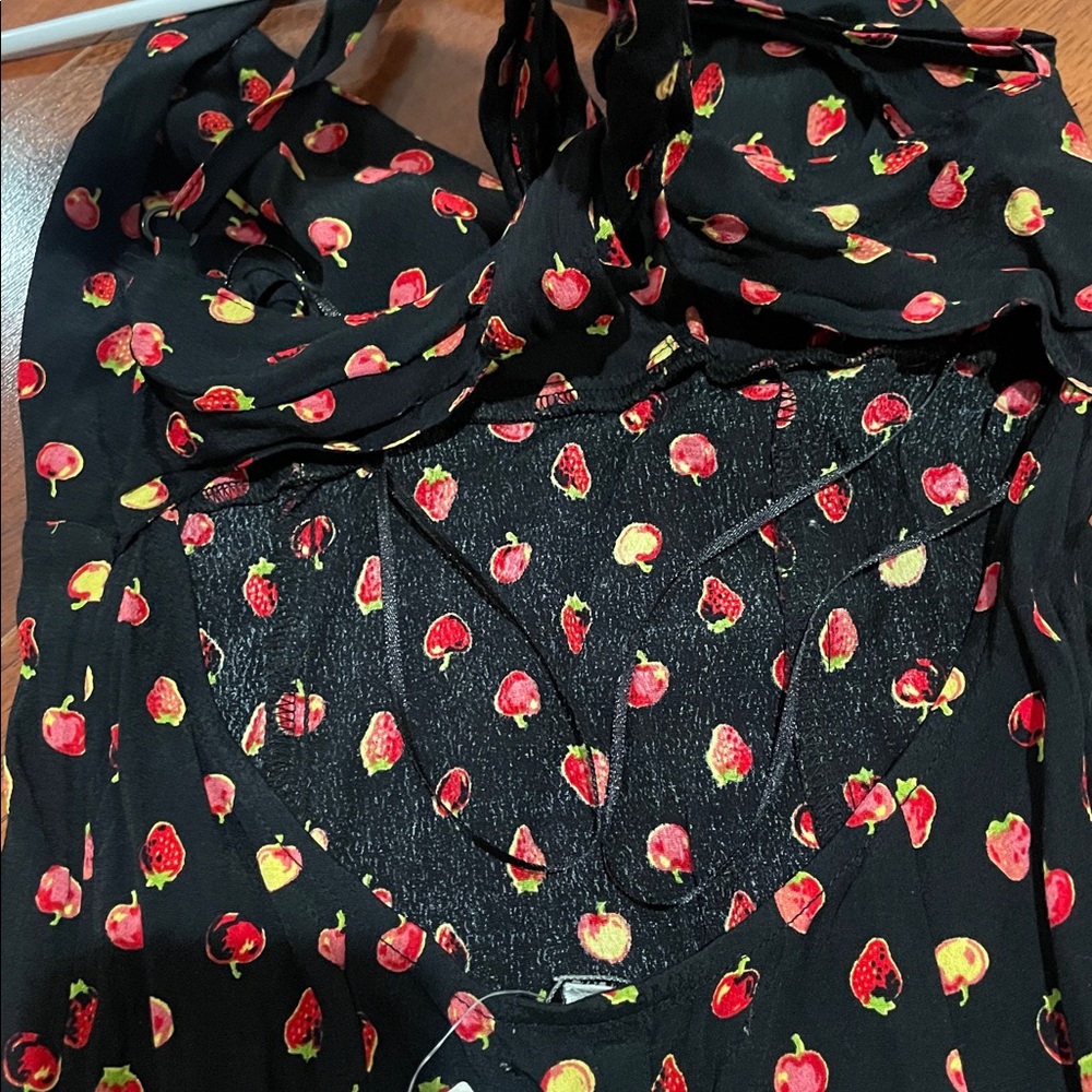 Urban Outfitters Kimchi Blue Black Strawberry Print Slip Dress Size Small NWT! - Picture 5 of 9
